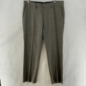 Kenneth Cole Reaction Pants Mens 34x29 Gray Plaid Regular Button Dress Attire